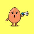 Cute Cartoon brown cute egg speak with megaphone Royalty Free Stock Photo