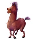 Cute cartoon brown horse character