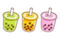 Cute cartoon bubble tea cups