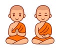 Cute cartoon Buddhist monk