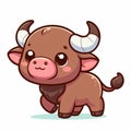 Cute cartoon bull isolated on a white background, suitable for making stickers and illustrations 1