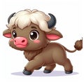 Cute cartoon bull isolated on a white background, suitable for making stickers and illustrations 2 Royalty Free Stock Photo