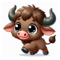 Cute cartoon bull isolated on a white background, suitable for making stickers and illustrations 4 Royalty Free Stock Photo