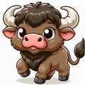 Cute cartoon bull isolated on a white background, suitable for making stickers and illustrations 3