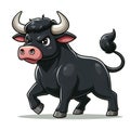 Cute cartoon black bull isolated on a white background, suitable for making stickers and illustrations 6