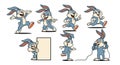 Cartoon Bunny Character Set: Various Poses and Actions Royalty Free Stock Photo