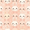 Cute cartoon bunny faces pattern seamless pink background spring Easter decoration Royalty Free Stock Photo