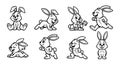 Cute Cartoon Bunny Set: Various Poses and Actions Royalty Free Stock Photo