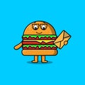 Cute cartoon Burger holding envelope