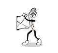 Cute cartoon businessman posting a letter