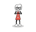 Cute cartoon businesswoman with arms crossed Royalty Free Stock Photo