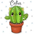 Cute Cartoon Cactus Catus Royalty Free Stock Photo