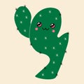 Cute cartoon cactus with kawaii eyes.