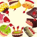Cute cartoon cake card Royalty Free Stock Photo