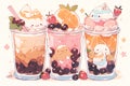 Cute cartoon cake cups background