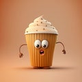 Cute Cartoon Cappuccino Character, Generative AI