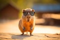 Cute cartoon Capybara with eyeglasses Generative AI Royalty Free Stock Photo