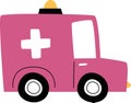 Cute Cartoon Car Ambulance Royalty Free Stock Photo