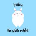 Cute cartoon card with rabbit. Vector illustration. Bunny funny print