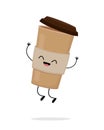 Cute cartoon cardboard coffee cup