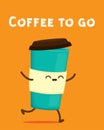 Cute cartoon cardboard coffee cup