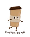 Cute cartoon cardboard coffee cup