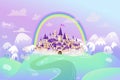 Cute cartoon castle. Fairy medieval castle in cartoon style.