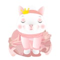 Cute cartoon cat ballerina. Kitten ballerina. Vector illustration. Isolated on a white background. Royalty Free Stock Photo