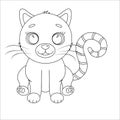 Cute cartoon cat with big eyes on white isolated background. Vector Royalty Free Stock Photo