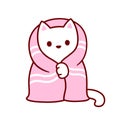 Cute cartoon cat in blanket