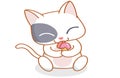 Cute cartoon cat eating ice cream Royalty Free Stock Photo