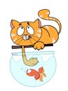 Cute cartoon cat and fish coloring white background cartoon illustration Royalty Free Stock Photo