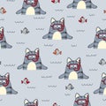 Cute cartoon cat and fish pattern Royalty Free Stock Photo