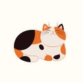 Cute cartoon cat lying. Vietnamese zodiac sign