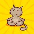 Cute cartoon Cat meditating and relaxing Royalty Free Stock Photo
