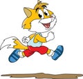 Cute cartoon cat running outside vector