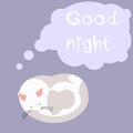 Cute cartoon cat sleeping and wishing good night