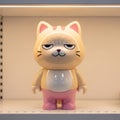 Cute Cartoon Cat Toy with Grumpy Expression Royalty Free Stock Photo