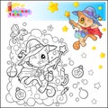 cartoon cat witch coloring book