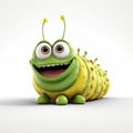 Cute Cartoon Caterpillar: Quirky Expressions In Pixar Style