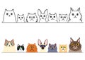 Cute cartoon cats border set
