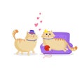 Cute cartoon cats boy and girl in love print Royalty Free Stock Photo