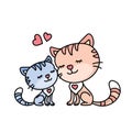 Cute cartoon cats- mother and daughter Royalty Free Stock Photo