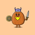 Cute cartoon character Almond nut viking pirate