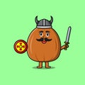 Cute cartoon character Almond nut viking pirate