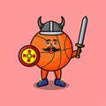 Cute cartoon character Basketball viking pirate Royalty Free Stock Photo