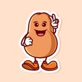 cute cartoon character of brown potato peace hand