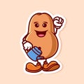 cute cartoon character of brown potato watering