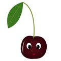 Cute cartoon character cherry. Smiling cheerful cherry. Print for a T-shirt. Vector illustration isolated on transparent