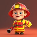 cute cartoon character fireman